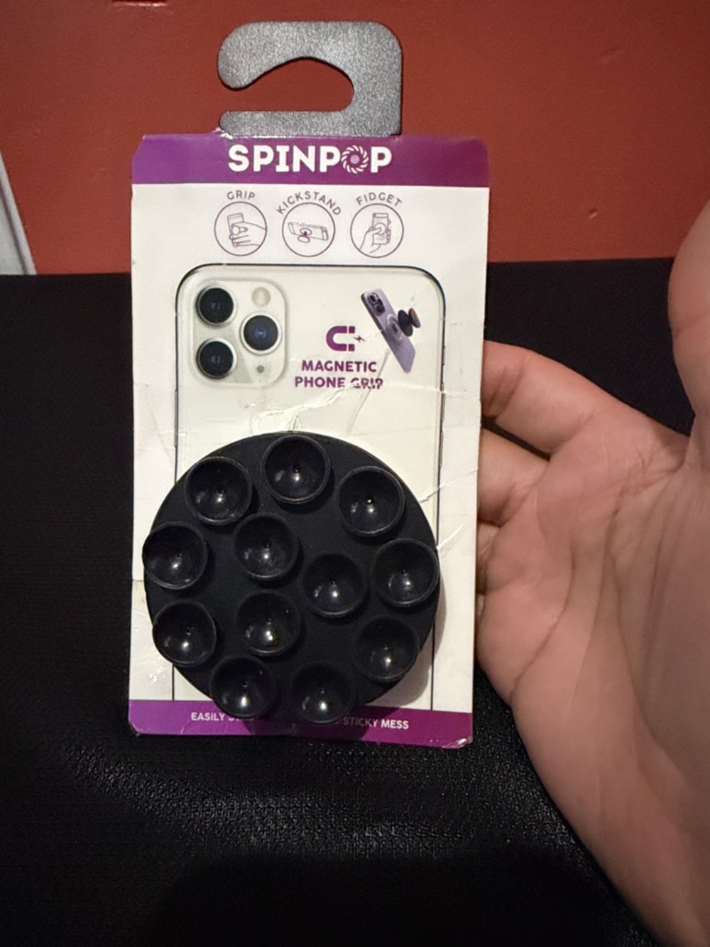 Black Magnetic Phone Grip and Kickstand